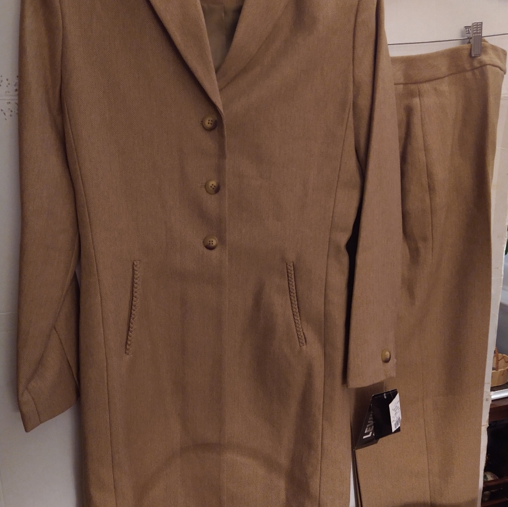 sz 4 Classy Tweed trench Over coat With matching trousers pantsuit Set - Picture 4 of 14